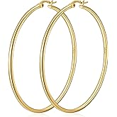 DORANA Valentines Gifts for Her 2mm Thin Large S925 Sterling Silver Hoop Earrings for Women Hypoallergenic Big Hoop Non Tarnish Earrings Lightweight 20/30/40/50/60/70mm