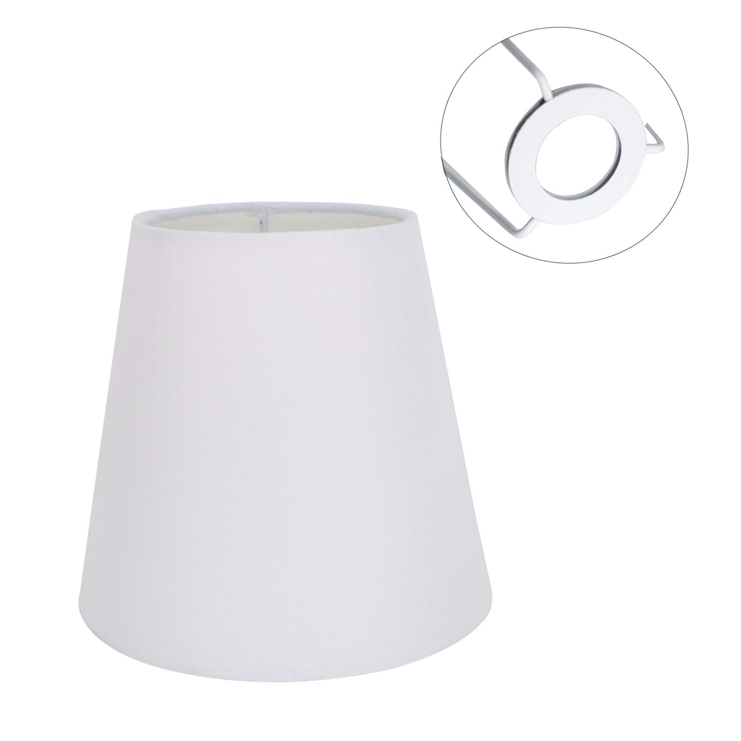 Eastlion 5.5" E14 Screw Fabric Light Shade Candle Chandelier Lampshades Small Droplight Wall Lamp Shade,White