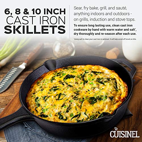 5 cuisinel+Pre+Seasoned+Skillet+Cookware+Heat+Resistant