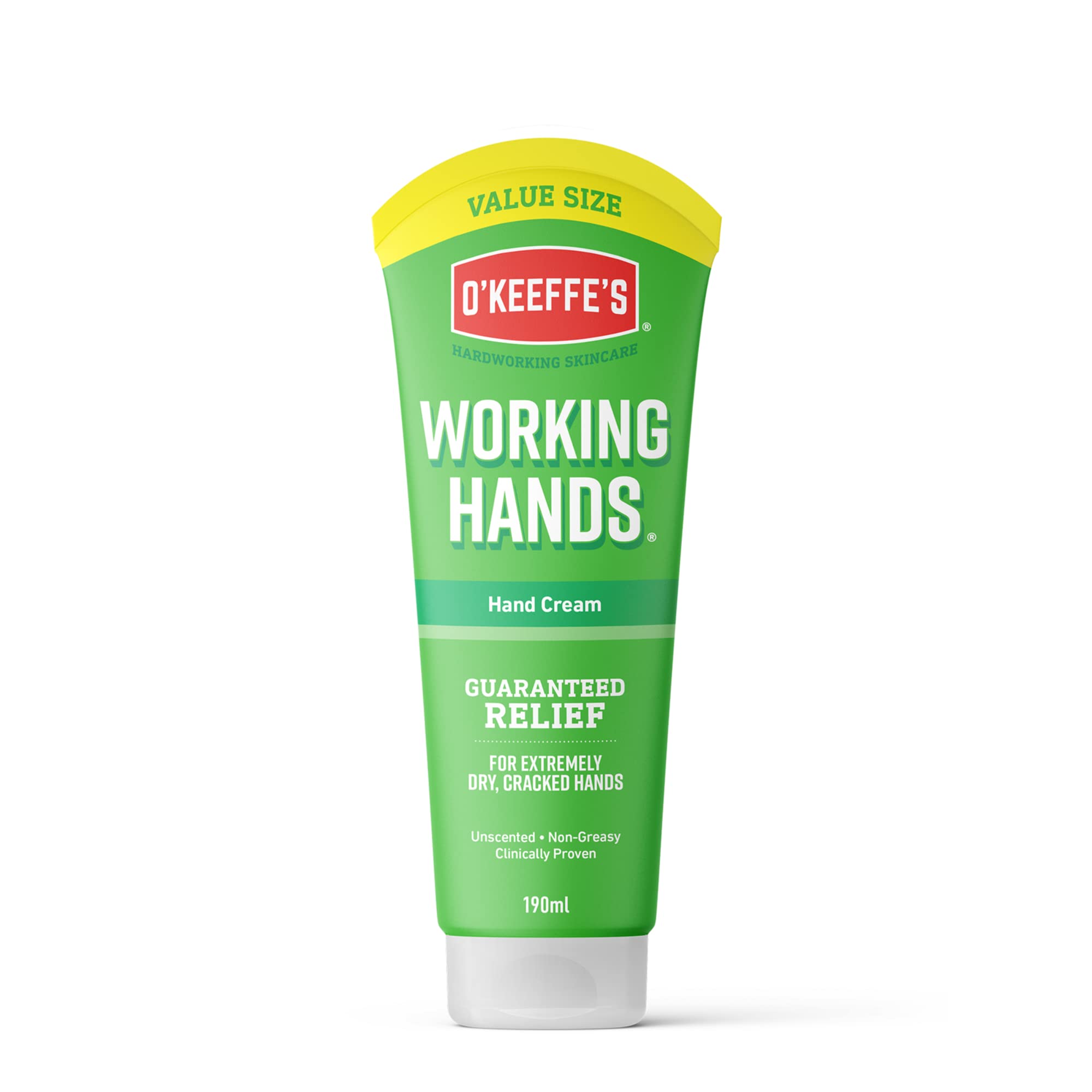 O’Keeffe’s Working Hands Value Tube, 190ml – Hand Cream for Extremely Dry, Cracked Hands | Non-Greasy, Unscented & Instantly Boosts Moisture Levels — image 1