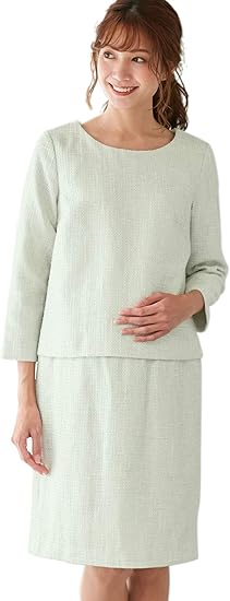 Amazon Co Jp Angeliebe エンジェリーベ マタニティ 授乳口付 ツィード トップス 産前産後 スカート セットアップ 授乳服 フォーマル お宮参り オフィス 服 ファッション小物
