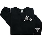Regamor Custom Embroidered Matching Couple Sweatshirt Mrs and Mr, Mr Mrs Sweatshirt for Women Christmas Valentine Day 1215, Large, Mr-black