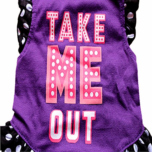 WEUIE Big Puppy Clothes Summer Cute Pet Puppy Small Dog Cat Pet Dress Apparel Clothes Fly Sleeve Dress (M, Purple)