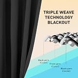 Rayyan Linen Blackout Eyelet Ring Top Curtains 46x72 Pair with Tiebacks BLACK view 5