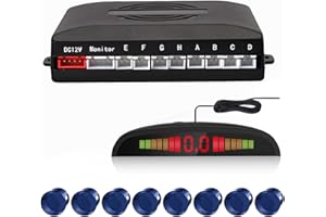 EKYLIN Car Reverse Parking Radar System with 8 Parking Sensors Distance Detection + LED Distance Display + Sound Warning (Blue Color)