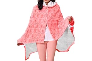 Juejuezi Hooded Wearable Blanket Hoodie Throw Blanket Tanjirou Cosplay Cloak Shawl Wrap Nap Quilt 160x100 cm/63x40in