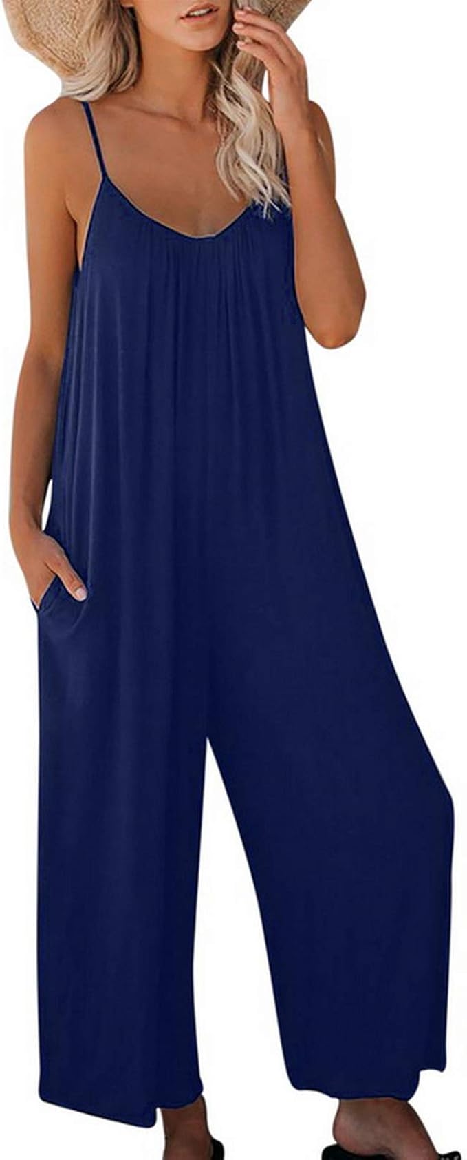 Salopette Donna Boho In Lino - Gamba Larga, Tasca, Vestibilità Comoda, Per Estate E Stile Casual - Foto 9