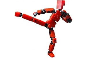 LUCKY13TOY 3D Printed Multi Joint Movable Mechanical Doll Model, Toy Design Style, Custom Desktop Ornament (Red)