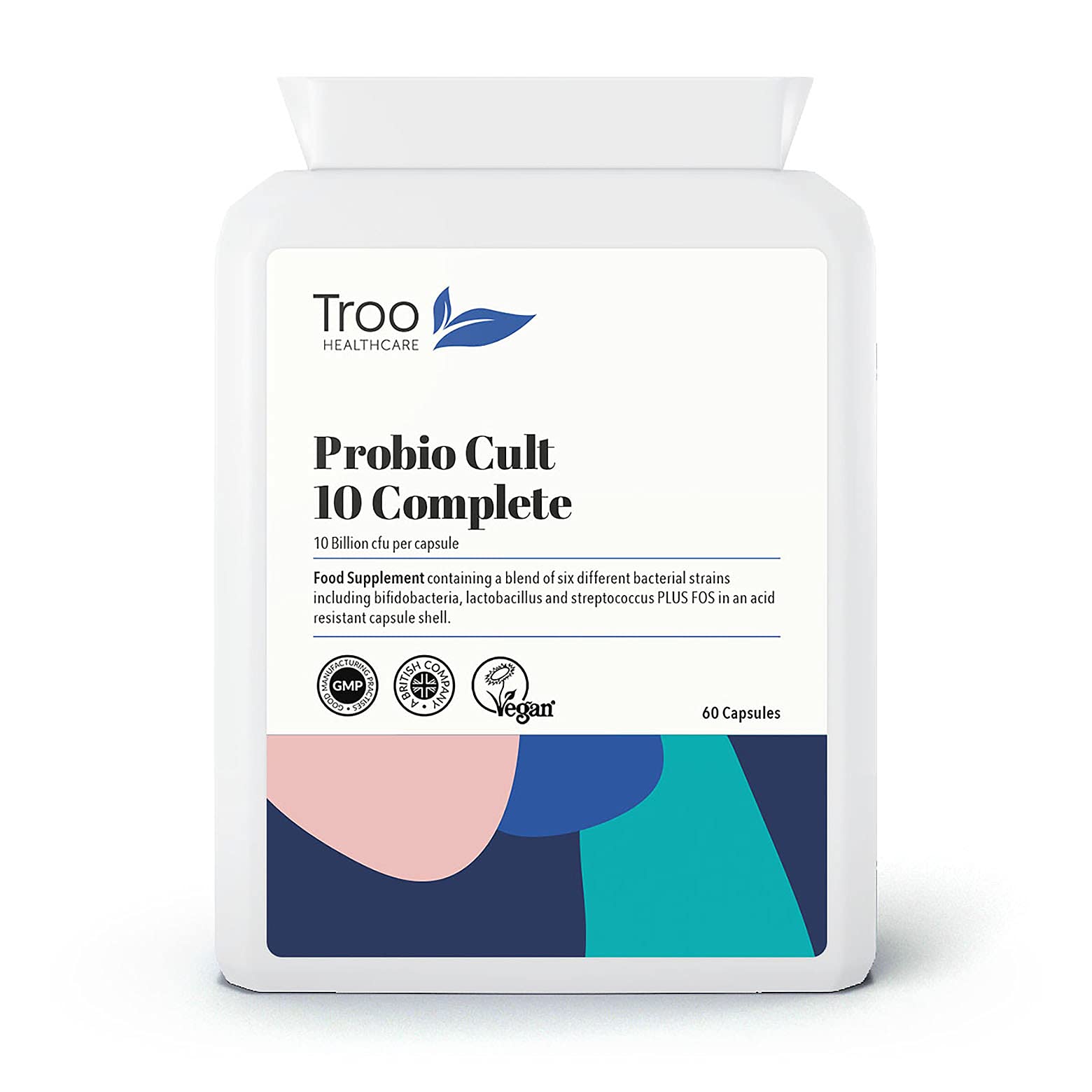 Troo Health Care Troo Acidophilus Complete Supplement - High-Strength Multi-Strain Active Live Bacteria Complex - 10 Billion CFU 60 Capsules - Suitable for Vegans
