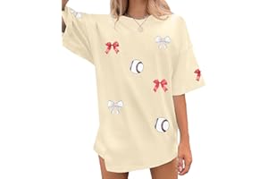 KNEYATTA Baseball Shirts Women Baseball Bow Oversized Graphic Tshirt Game Day Gift Baseball Mom Casual Tee Tops