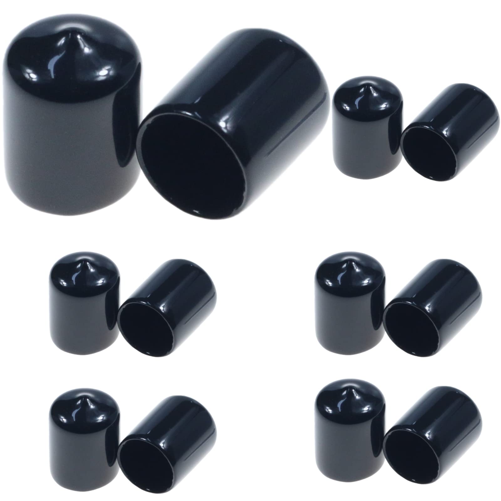Photo 1 of Acocony 3/4 Inch Rubber Cap Round Rubber End Caps PVC Flexible Protector Plastic Plugs for Round Holes Black Pack of 12