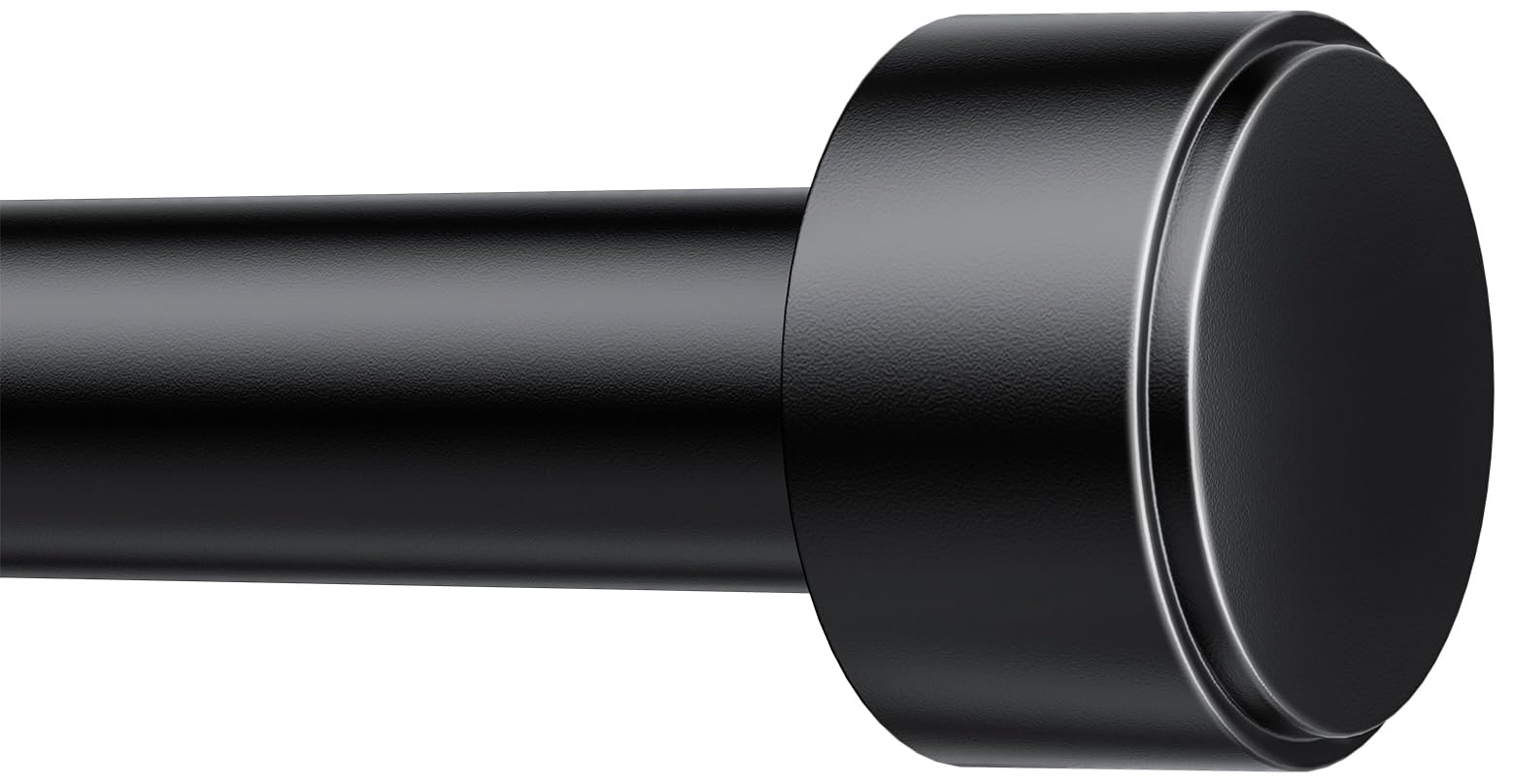 Photo 1 of Curtain Rods for Windows 32-90 Inch, 1 Inch Adjustable Black Curtain Rod Set with Brackets, Easy Install