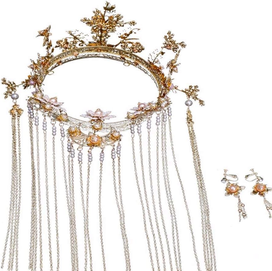 Bride's wedding headdress Xiuhe dress Fengguan Jing Man-sky Star Round Alloy Handwork