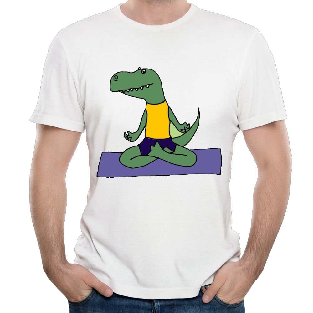 Funny Green T Rex Dinosaur Doing Yoga Leisure Walk Tee Short Sleeve Shirts