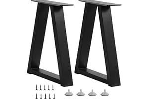 Y-CFHFC 16 Inch Trapezoid Bench Legs Metal Coffee Table Legs, End & Side Table Feets, DIY Furniture for Desk Chair, Set of 2 (H16 x W10.8, Black)