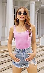 Deerludie & T Womens Scoop Neck Ribbed Tank Tops