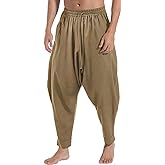 AITFINEISM Men's Drawstring Aladdin Hippie Harem Pants Loose Drop Crotch Trousers