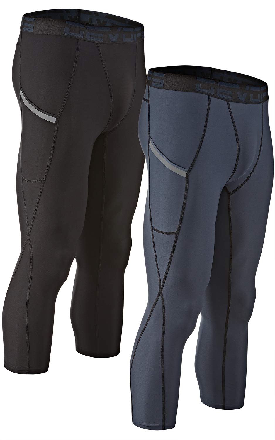 DEVOPS 2 Pack Men's 3/4 Compression Pants Athletic