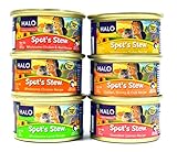 Halo Spot's Stew for Cats Variety Pack - 6 Flavors (Wholesome Lamb Recipe, Chicken, Shrimp & Crab Recipe, Wholesome Chicken & Beef Recipe, Succulent Salmon Recipe, Wholesome Turkey Recipe, and Wholesome Chicken Recipe) - 3 Ounces Each (12 Total Cans)