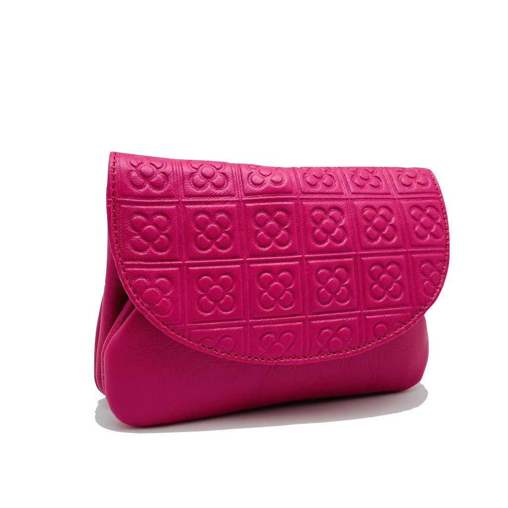 Lugupell Women's Fuchsia Classic Rectangular Clutch Handbag with Coin Pouch, 12.5 x 9