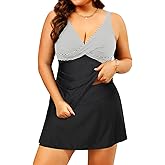 Daci Plus Size Tankini Swimsuit with Skirt - 2 Piece Tummy Control Ruched Bathing Suit Swimwear