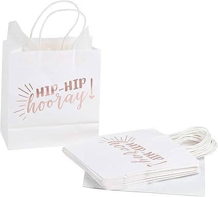 Amazon Com Rose Gold Foil Paper Gift Bags Hip Hip Hooray 9 X 8 X 4 In 15 Pack Health Personal Care
