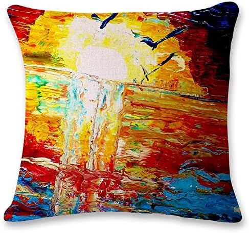 TRAVEPPY Cotton Linen Square Zipper Pillowcases Home Decoration Sofa Car Cushion Cover Throw Pillow Covers Oil Painting