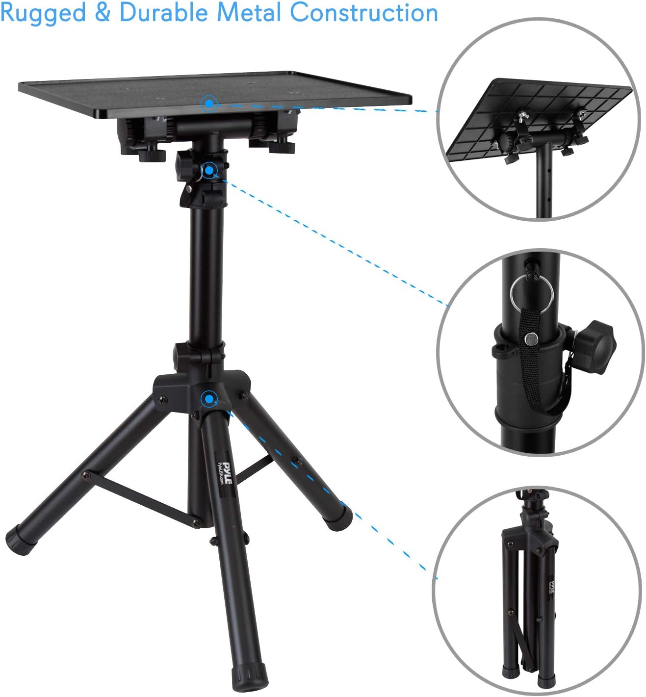 Universal Laptop Projector Tripod Stand - Computer, Book, DJ Equipment Holder Mount Height Adjustable Up to 35 Inches w/ 14'' x 11'' Plate Size - Perfect for Stage or Studio Use - PylePro PLPTS2: Computers & Accessories