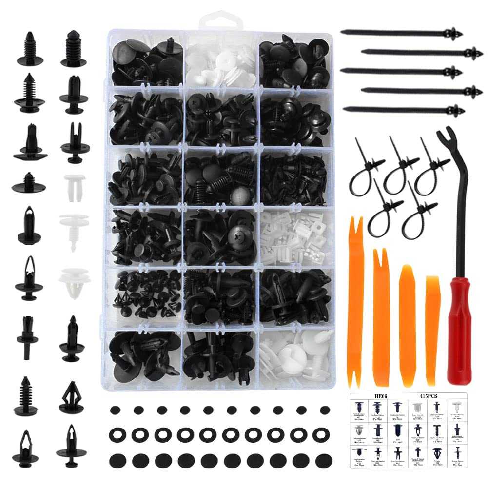 DaskFire Car Retainer Kit 450pcs Car Plastic Trim Clips Nylon Bumper Fastener Bumper Fender Rivet Clips Automotive Push Retainers Plastic Rivet Panel Body Interior Assortment Set with Release Tool
