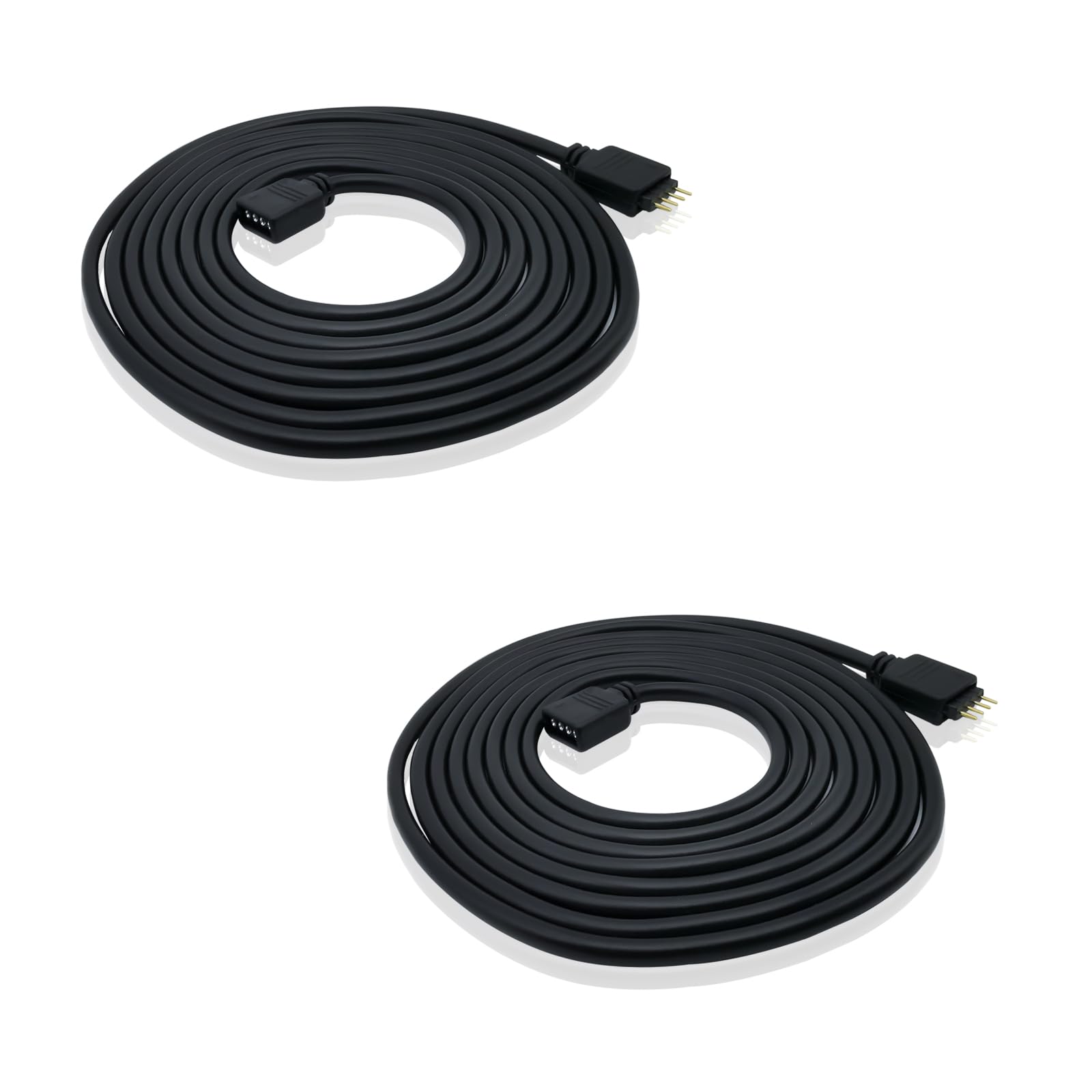 iYueMps LED Strip Extension Cable 2 pcs 5m 4 pin LED RGB Extension Cable with 10mm 4pin Male Connector for 5050 3528 2835 RGB Strip - Black — image 1