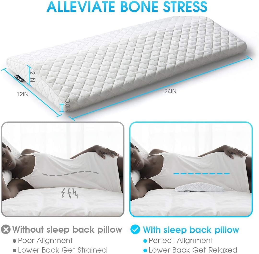 HOKEKI Lumbar Support Back Pillow for Sleeping, Memory Foam Back Pain Relief Pillows for Bed with Removable Zipper Breathable Pillow Cover to Relieve Sciatic Pain, Hip Pain and Joint Pain (White): Home & Kitchen