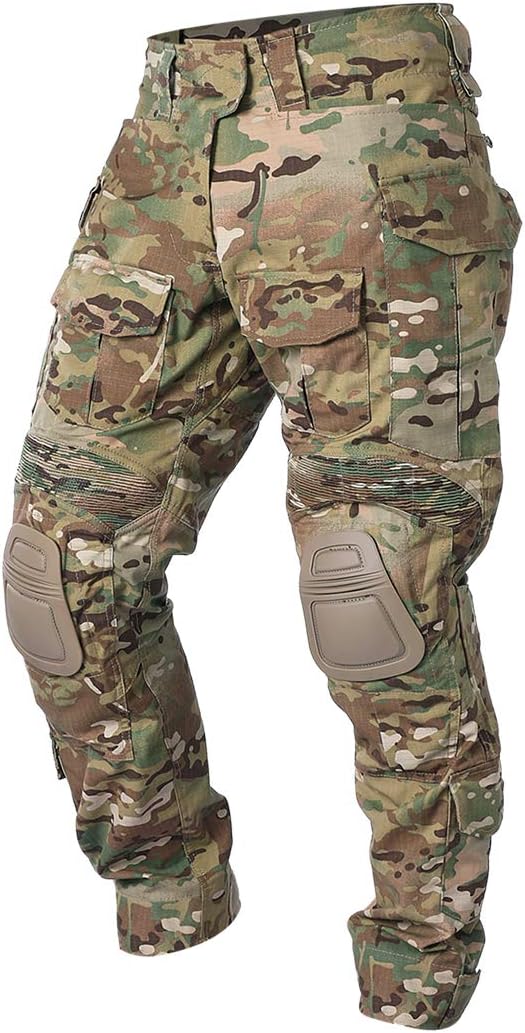 IDOGEARMen's G3 Combat Pants with Knee Pads Multi Camouflage Trousers Airsoft Hunting Paintball Tactical Outdoor Pants