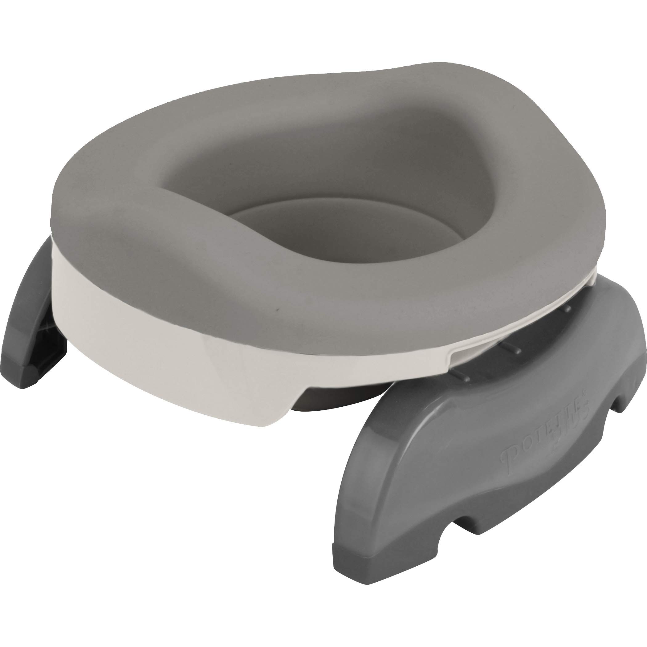 Potette Plus Toddler Potty Training Value Bundle| 2-in-1 Potty Training Toilet Seat & Travel Potty with Reusable Liner | Includes, 3 Disposable Liners, A Reusable Liner & Carry Bag | Grey/White