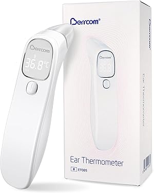 Berrcom Fieberthermometer Kontaktlos Stirn-und Ohrthermometer Digitales Medizinisches Thermometer Infrarot Stirnthermometer für Baby, Erwachsen mit Fieberalarm, sofort Ablesung