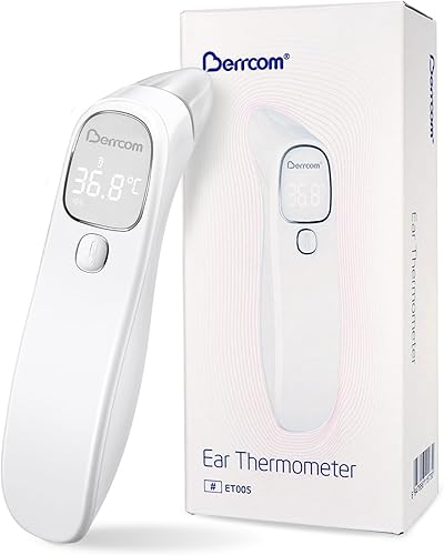 Berrcom Fieberthermometer Kontaktlos Stirn-und Ohrthermometer Digitales Medizinisches Thermometer Infrarot Stirnthermometer für Baby, Erwachsen mit Fieberalarm, sofort Ablesung
