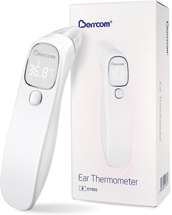 Berrcom Fieberthermometer Kontaktlos Stirn-und Ohrthermometer Digitales Medizinisches Thermometer Infrarot Stirnthermometer für Baby, Erwachsen mit Fieberalarm, sofort Ablesung