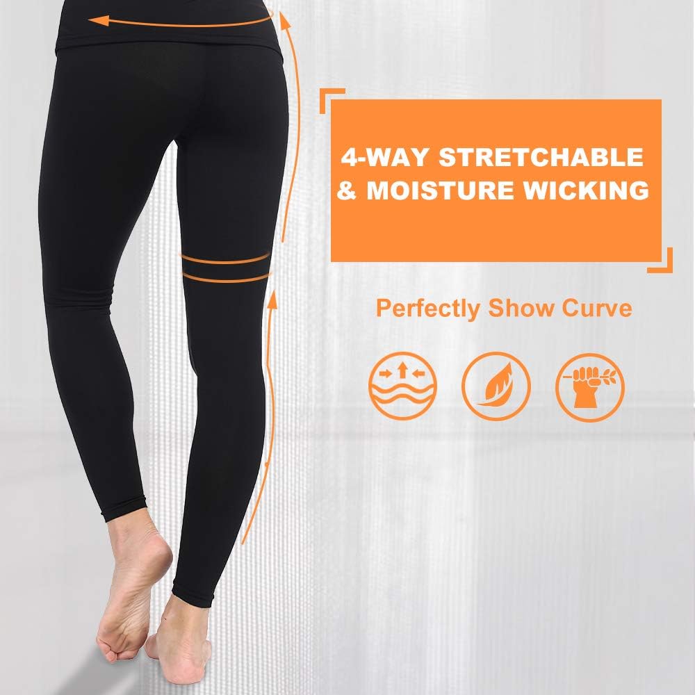 Subuteay Women's Thermal Bottoms Long Underwear Base Layer Fleece Lined Compression Pants Leggings at  Women’s Clothing store