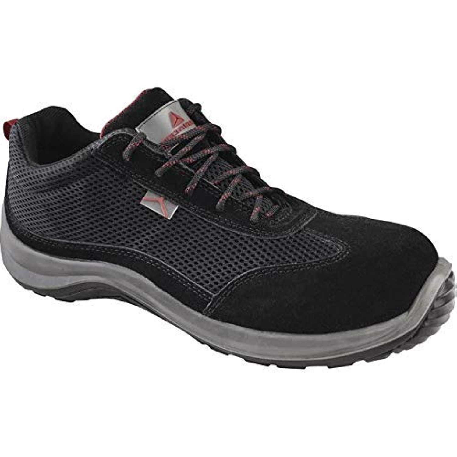 Deltaplus ASTISPNO43 Low Shoes Made of Suede Split Leather with Mesh Inserts - S1P SRC, Black, Size 9