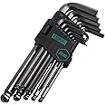 DISEN 13 Pieces Hex Key Allen Wrench Set Metric Size with Ball End, 1.27-10 MM, Long Arm Ball Design, Chrome Vanadium Steel