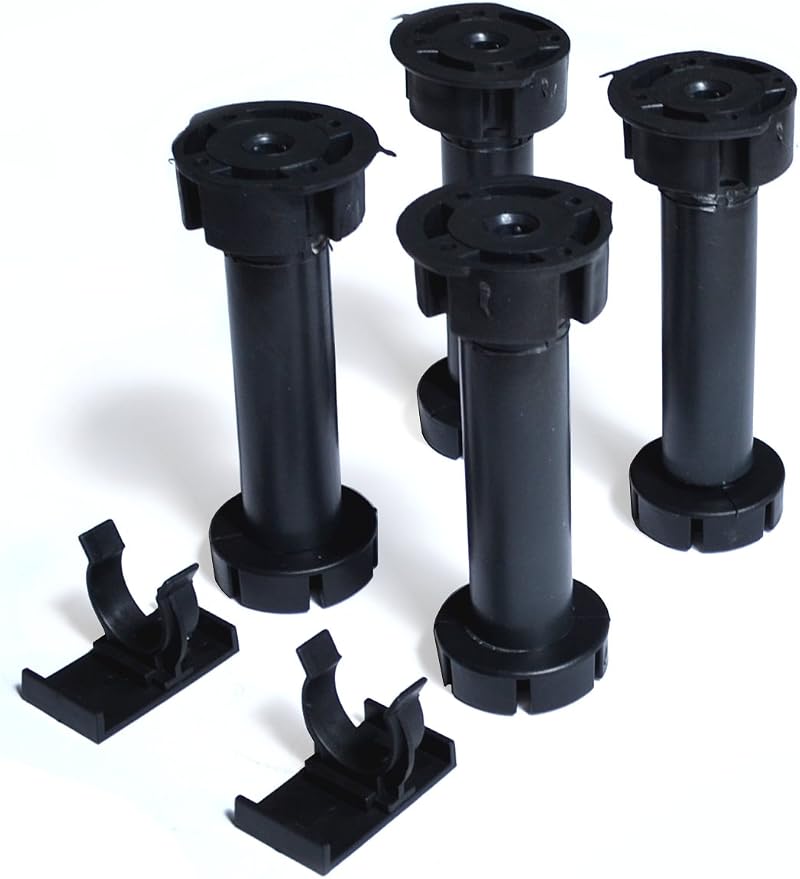 GTV 4x Kitchen Cabinet Plinth Feet Legs 150mm Black Carcase Unit Leg + 2 Clips