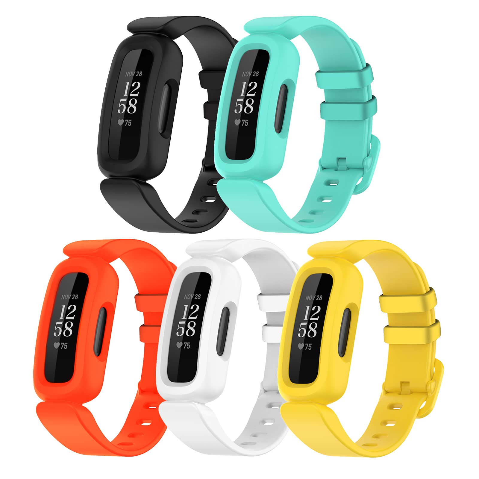 TopPerfekt Straps Compatible with Fitbit Ace 3 for Kids, Soft Silicone Waterproof Bracelet Accessories Sports Watch Strap Replacement for Fitbit Inspire 2/Ace 3 Boys Girls ([5-pack]-2)