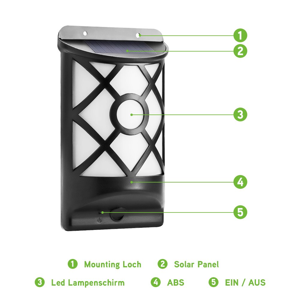 Yard. im Freien Wand Außenleuchte Solarlampe drahtlose Wandampe für