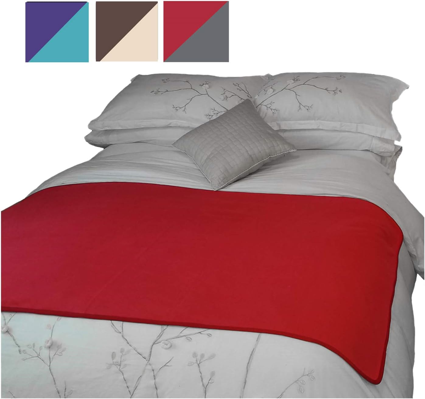 TOP Waterproof Blanket - Keeps Everything 100% Dry - No Matter How Wet It Gets! Deluxe Bed Mattress and Furniture Protector for People and Pets, Soft Fleece (Red Gray Reversible, Jumbo 80x60): Home & Kitchen