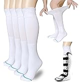 Socks Liner for Orthopedic Walking Boots Walker Brace Shoe,Medical Tube Socks Under Air Cam Walkers and Fracture Boot Cast Surgical leg Cover White 2 Pairs
