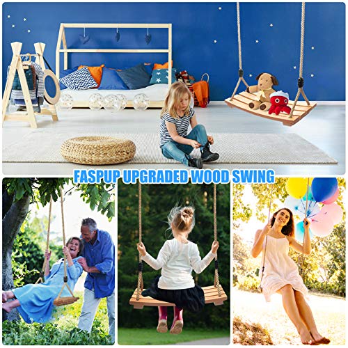 Holzschaukel Outdoor für Erwachsene Kinder, Schaukelsitz Holz mit Verstellbarem Hanfseil Schaukel Holz Outdoor für Garten Schaukel für Erwachsene bis 100 kg (17.7 x 7.9 in) – Bild 3