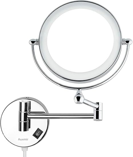 Auxmir Kosmetikspiegel Mit Led Beleuchtung Und 1 5 Facher Vergrosserung Aus Kristallglas Edelstahl Und Messing Fur Badezimmer Kosmetikstudio Spa Und Hotel Amazon De Kuche Haushalt