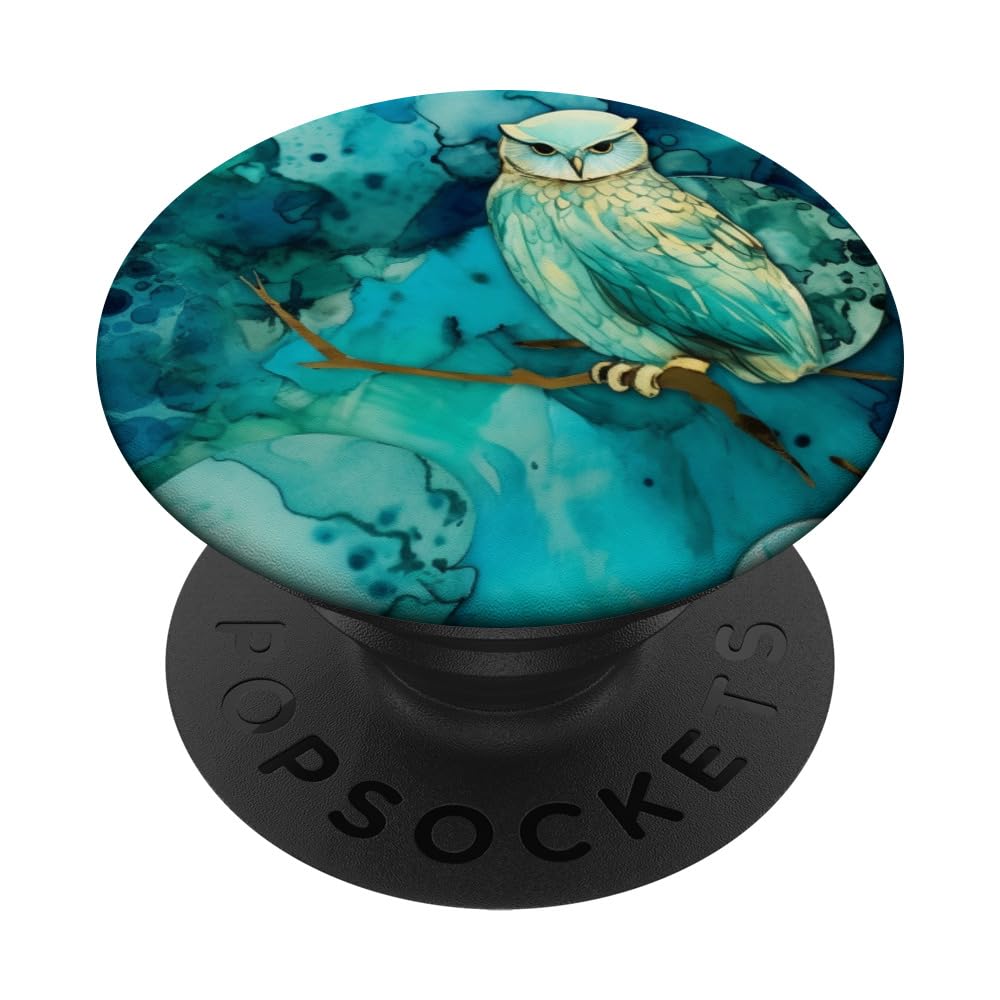 Moonlight Turquoise Pattern Cute Owl Lover PopSockets Swappable PopGrip