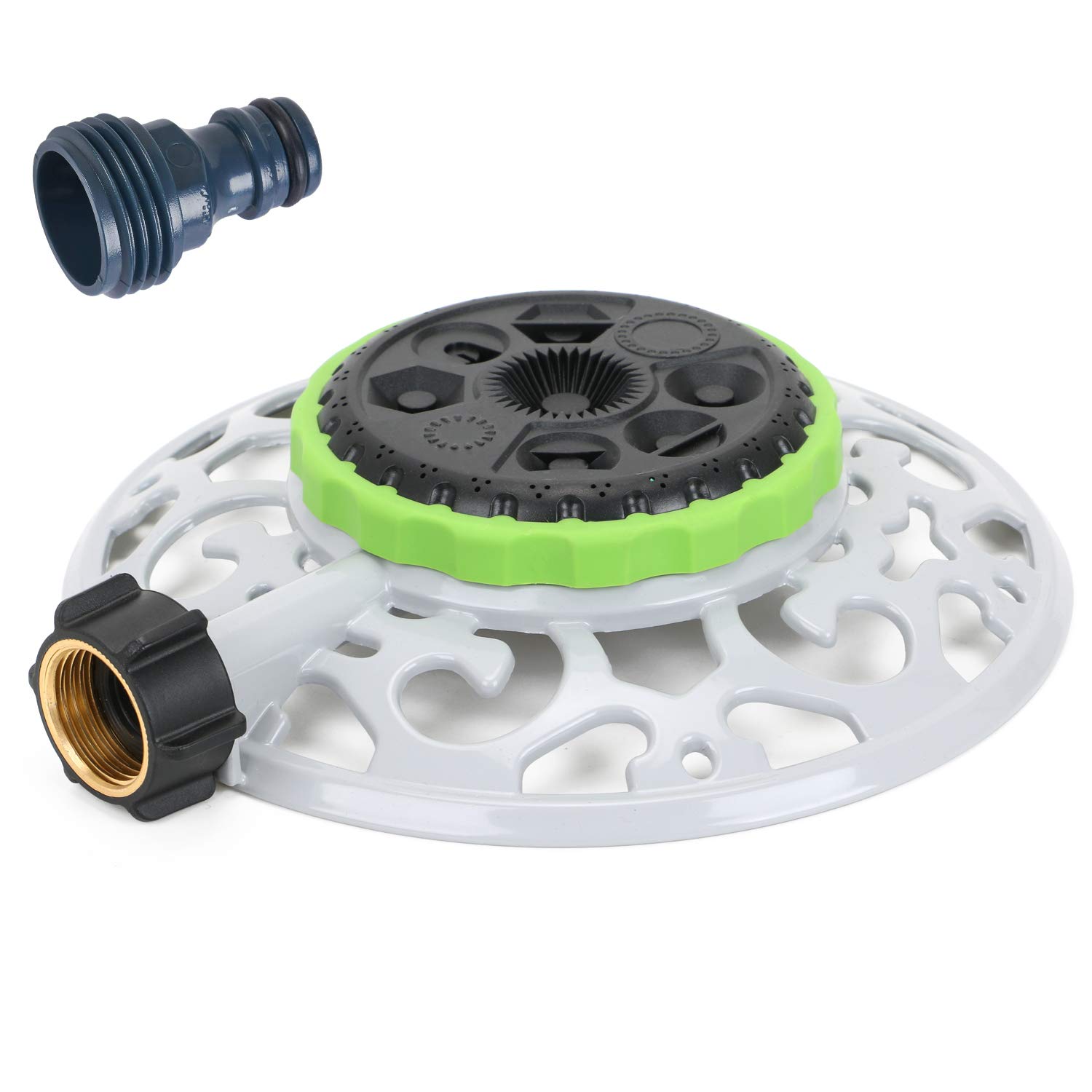 STYDDI 8-Pattern Dial Sprinkler, Multifunctional Dial Garden Sprinkler with Metal Base for Watering Small Areas and Gardens