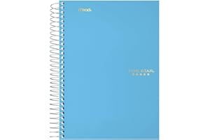 Five Star Small Spiral Notebook, 5 Subject, College Ruled Paper, 180 Sheets, 9-1/2" x 6", Color Will Vary, 1 Count (06184)