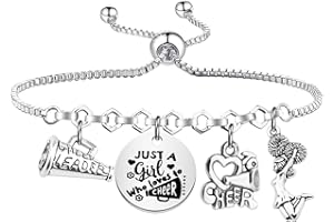 TIIMG Cheerleader Gift Just a Girl Who Loves To Cheer Cheerleading Jewelry for Girls Daughter
